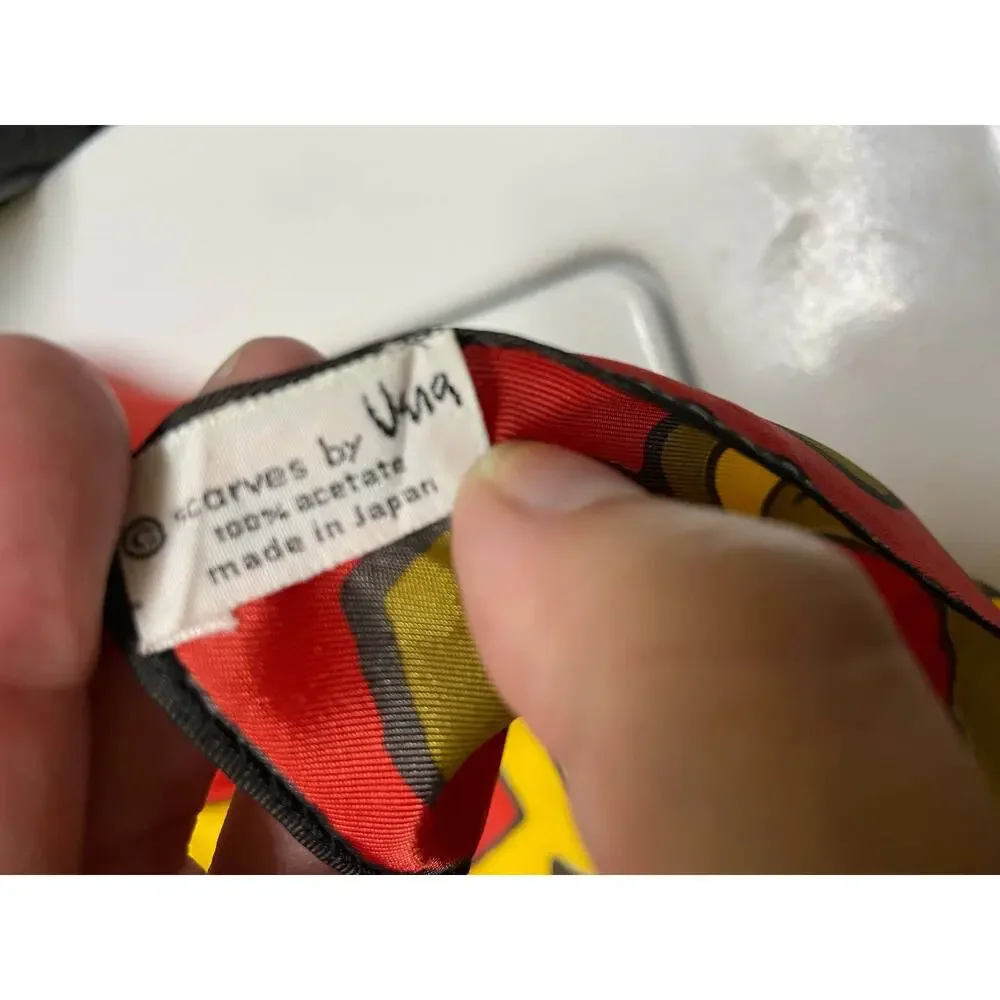 Vera Neumann‎ Vintage Red Yellow Orange Abstract Print Scarf Japan Ladybug